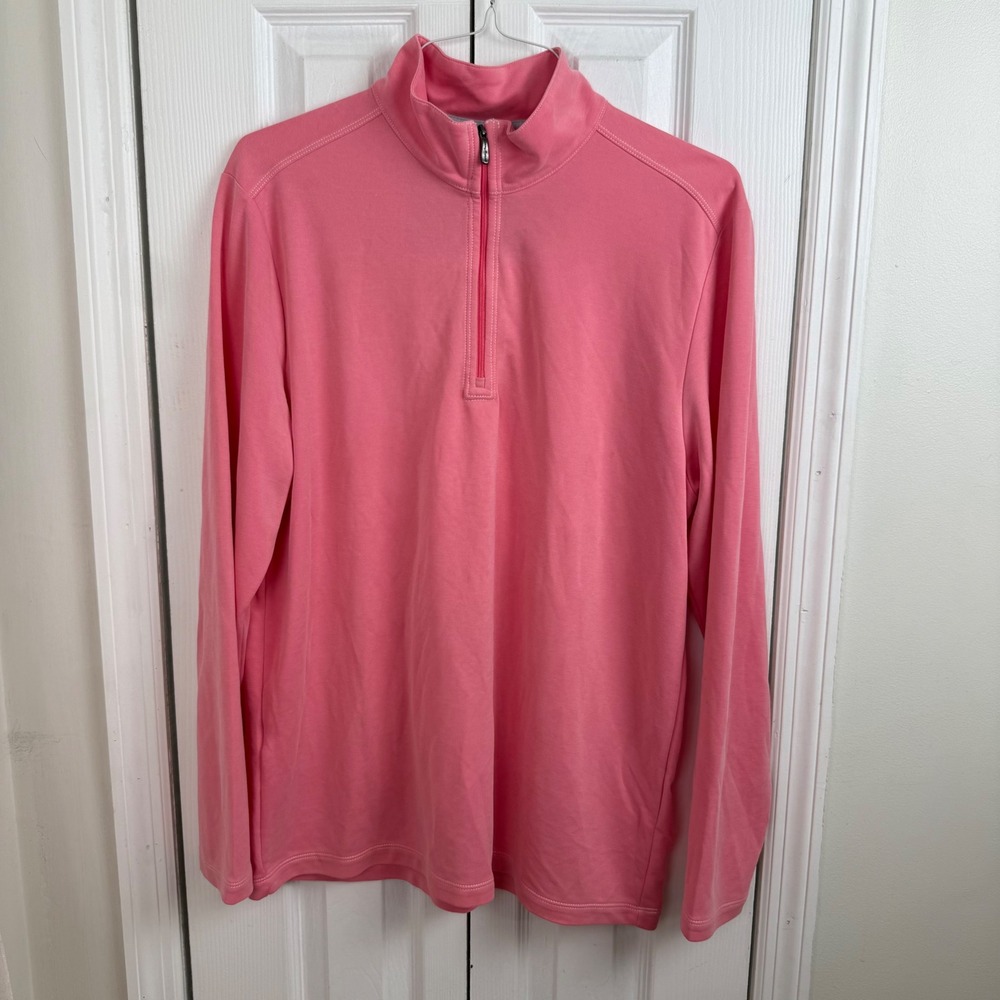 Tommy Bahama Mens Pink‎ Quarter Zip Long Sleeve Shirt L G Tencel Modal Blend